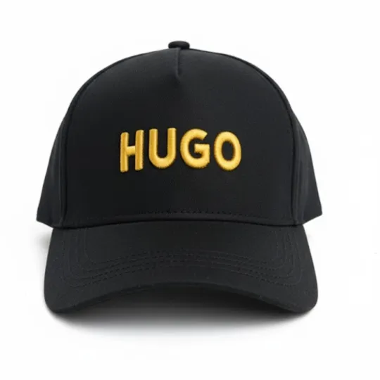 HUGO Black Baseball Cap with Gold Embroidered Logo